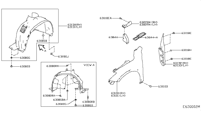 2017 Infiniti QX30 PROTCT Front FND L Diagram for 63843-5DA1A