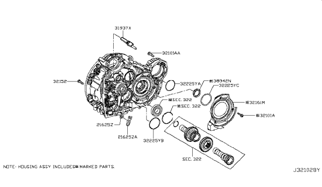 2017 Infiniti QX30 Transmission Case & Clutch Release Diagram 8