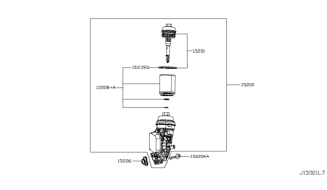 2018 Infiniti QX30 Seal-O Ring,Oil Filter Bracket Diagram for 15239-HG00A