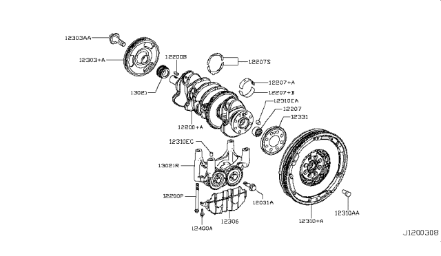 2019 Infiniti QX30 Piston,Crankshaft & Flywheel Diagram 3