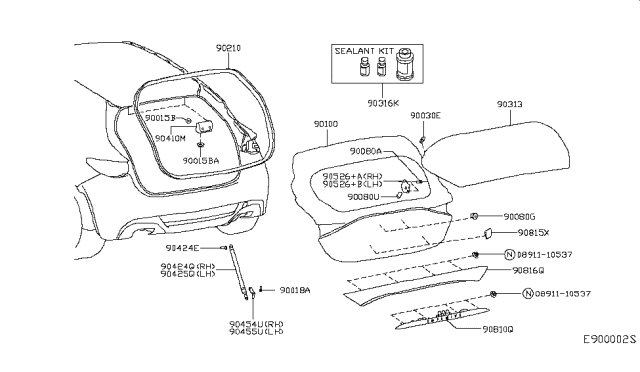 2017 Infiniti QX30 Nut Diagram for 01225-S805E