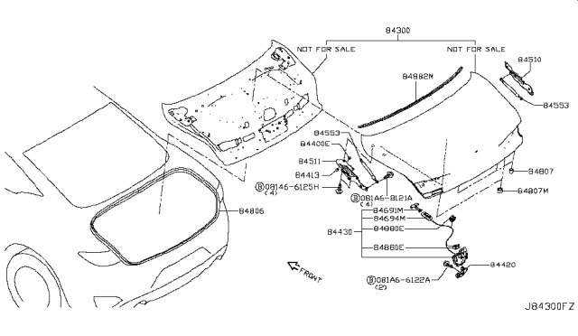 2018 Infiniti Q60 Hinge Assy-Trunk Lid,LH Diagram for 84401-5CA0A
