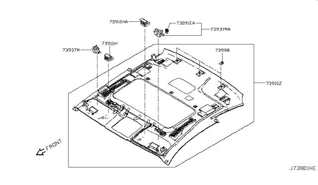 2019 Infiniti Q60 Roof Trimming Diagram 2