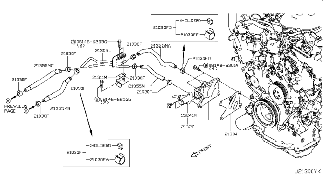 2017 Infiniti Q60 Bracket Oil Cooler Diagram for 21340-5CB0A