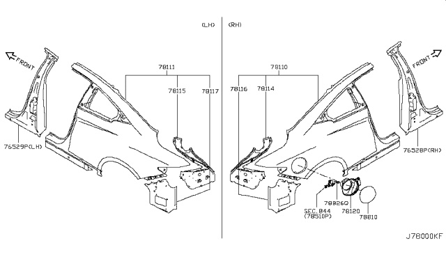 2019 Infiniti Q60 Fender-Rear,LH Diagram for G8101-5CAMA