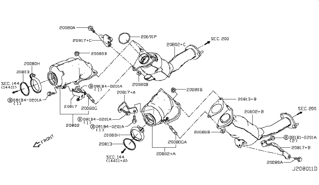 2017 Infiniti Q60 Catalyst Converter,Exhaust Fuel & URE In Diagram 2