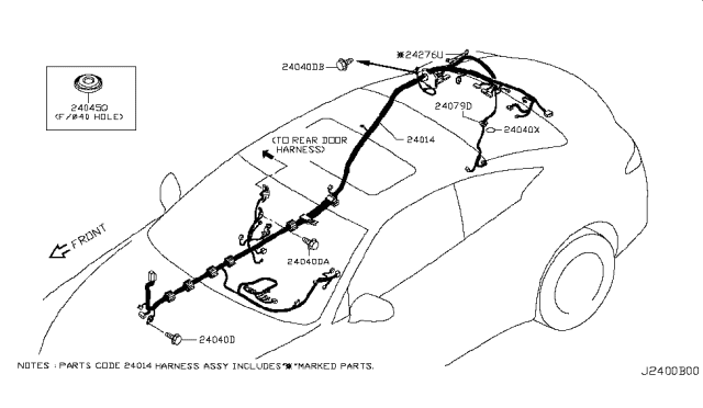 2017 Infiniti Q60 Harness Assembly-Body Diagram for 24014-5CH7A