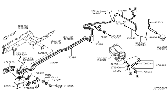 2017 Infiniti Q60 Insulator-Rear Pillar Inner Diagram for 76884-4HA1A