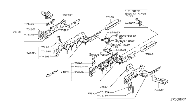 2017 Infiniti Q60 Member & Fitting Diagram 1