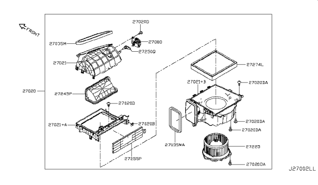 2019 Infiniti Q60 Heater & Blower Unit Diagram 1