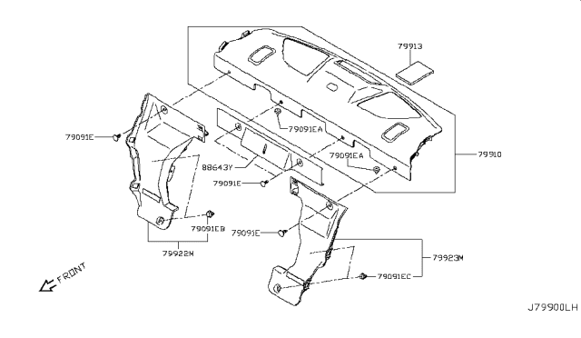 2018 Infiniti Q60 Cover-Striker,Rear Seat Diagram for 88643-5CA0A