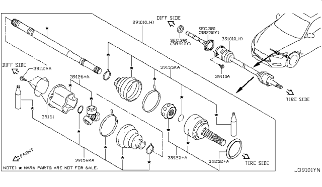 2019 Infiniti Q60 Front Drive Shaft (FF) Diagram 1