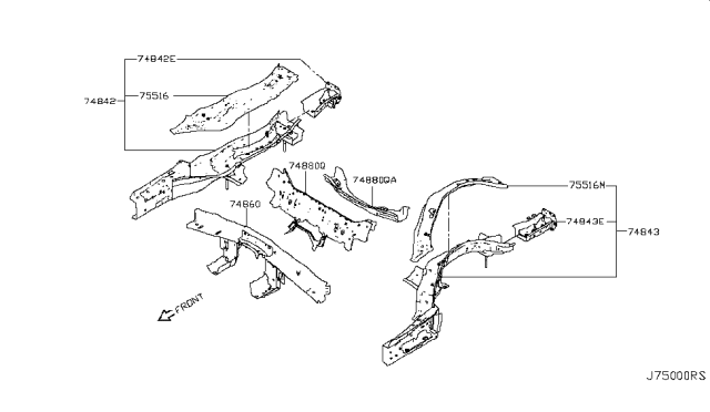 2019 Infiniti Q60 Extension-Side Member,Rear RH Diagram for 75520-5CA0A