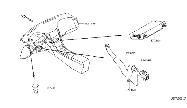 2017 Infiniti Q60 Amplifier-Control,Air Conditioner Diagram for 27760-5CB0B