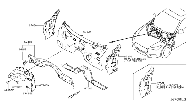 2017 Infiniti Q60 Dash Panel & Fitting Diagram