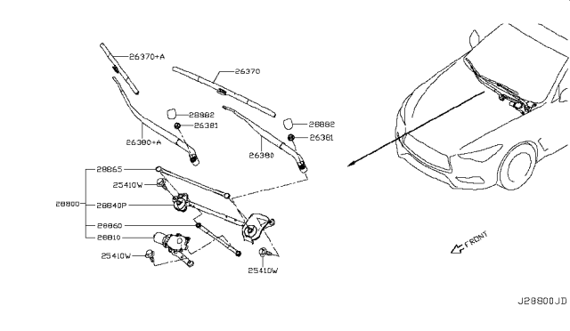 2019 Infiniti Q60 Windshield Wiper Diagram 1