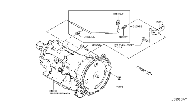 2017 Infiniti Q60 Auto Transmission,Transaxle & Fitting Diagram 1