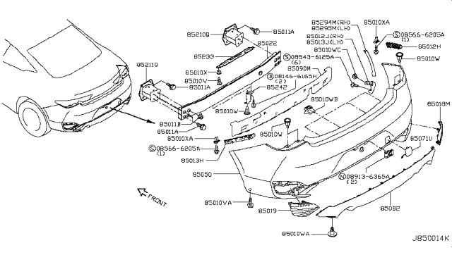 2019 Infiniti Q60 Finisher-Rear Bumper,Lower LH Diagram for 85019-5CA0A