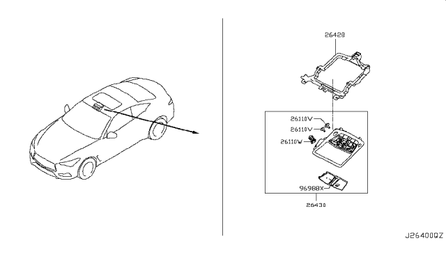 2018 Infiniti Q60 Map Lamp Assy Diagram for 26430-5CA1A