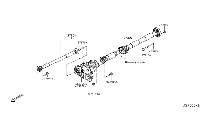 2018 Infiniti Q60 PROPELLER Shaft Diagram for 37200-5CA0B