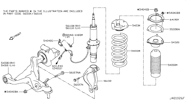 2019 Infiniti Q60 Front Spring Diagram for 54010-4GG0A