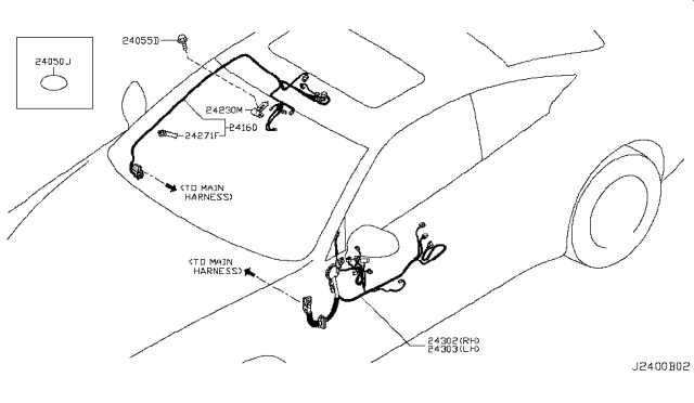 2017 Infiniti Q60 Harness-Room Lamp Diagram for 24060-5CH0D