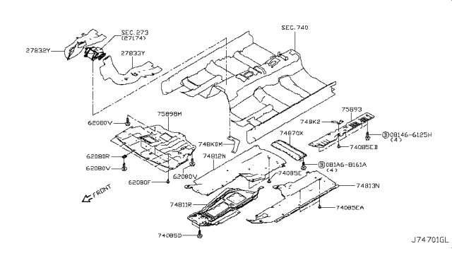 2019 Infiniti Q60 Floor Fitting Diagram 1