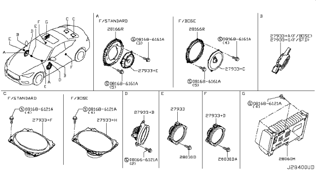 2019 Infiniti Q60 Amp Assembly-Speaker Diagram for 28061-5CB2A