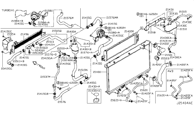 2019 Infiniti Q60 Hose-Reservoir Tank Diagram for 21741-4GC1A