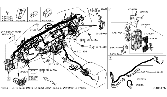 2018 Infiniti Q60 Protector-Harness Diagram for 24270-4HB0A