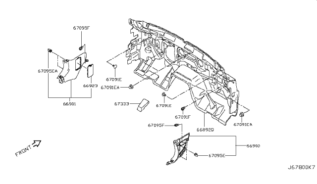 2017 Infiniti Q60 Dash Trimming & Fitting Diagram