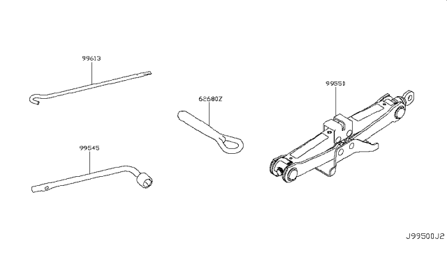 2017 Infiniti Q60 Jack Complete Diagram for 99550-5CA0C