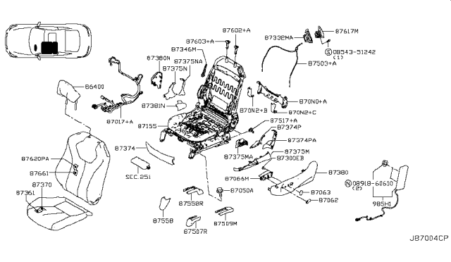 2018 Infiniti Q60 Front Seat Diagram 1