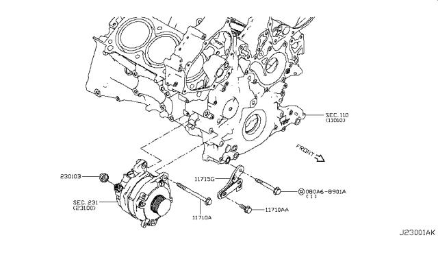 2017 Infiniti Q60 Bolt Diagram for 11716-4GD0A