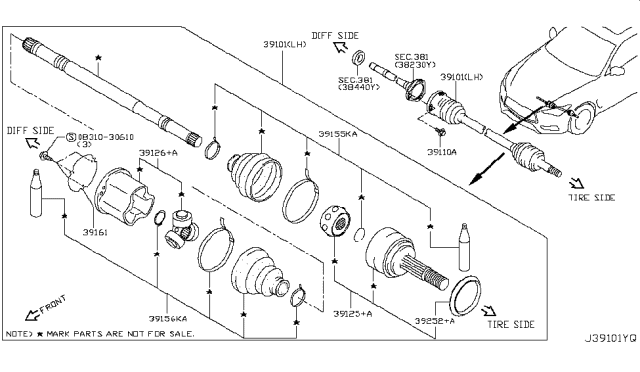 2017 Infiniti Q60 Front Drive Shaft (FF) Diagram 2