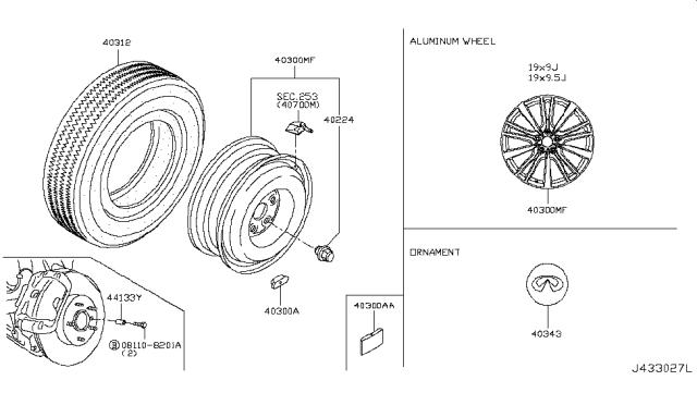 2017 Infiniti Q60 Aluminum Wheel Diagram for D0C00-4HK3D