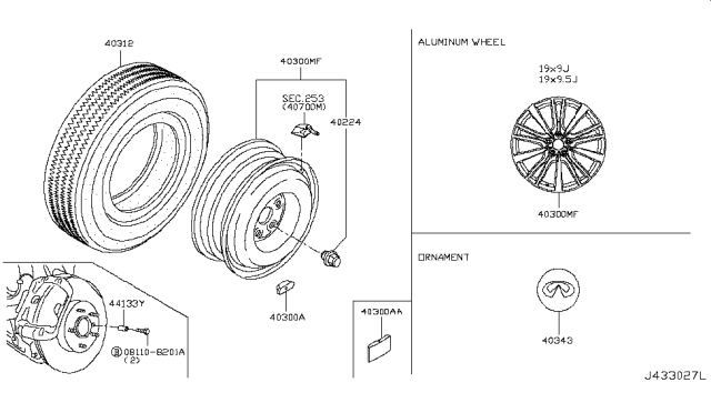 2017 Infiniti Q60 Road Wheel & Tire Diagram 4