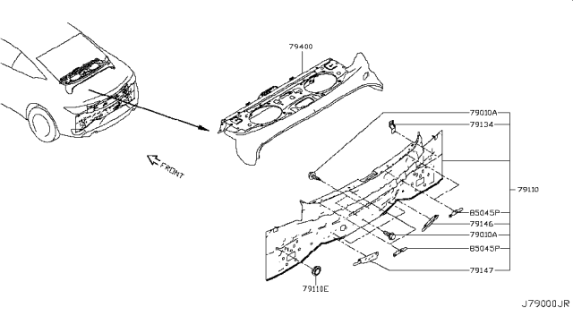 2019 Infiniti Q60 Shelf Assy-Parcel,W/Rear Waist Diagram for 79400-5CA0A