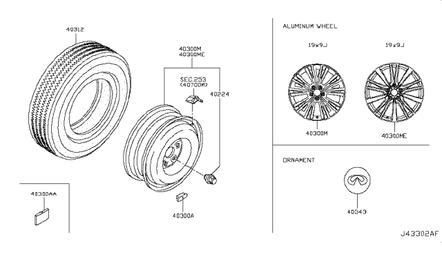 2017 Infiniti Q60 Road Wheel & Tire Diagram 2