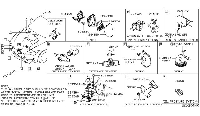 2019 Infiniti Q60 Horn Assy-Electric High Diagram for 25610-5CA0A