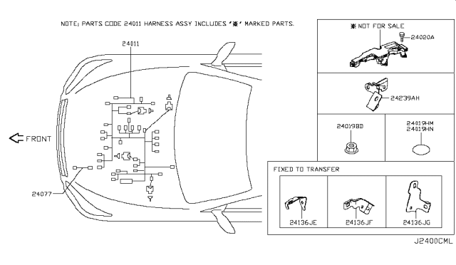2019 Infiniti Q60 Harness-Sub,Engine Room Diagram for 24077-HG00A