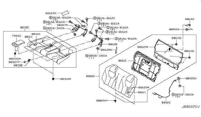 2018 Infiniti Q60 Pad Assy-Cushion,Rear Seat Diagram for 88305-5CA0A