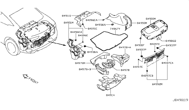 2017 Infiniti Q60 Plate-Luggage,Rear Diagram for 84992-5CA0A