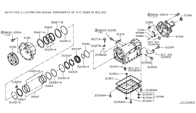 2017 Infiniti Q60 Torque Converter,Housing & Case Diagram 1