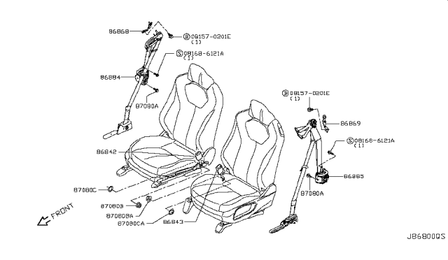 2018 Infiniti Q60 Bracket Assembly-Shoulder Belt Diagram for 86868-CD000