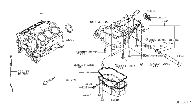 2019 Infiniti Q60 Cylinder Block & Oil Pan Diagram 2