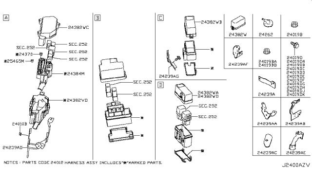 2019 Infiniti Q60 Connector Assy-Fusible Link Diagram for 24370-C997A