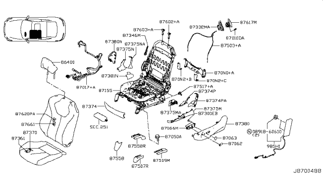 2017 Infiniti Q60 Front Seat Diagram 1