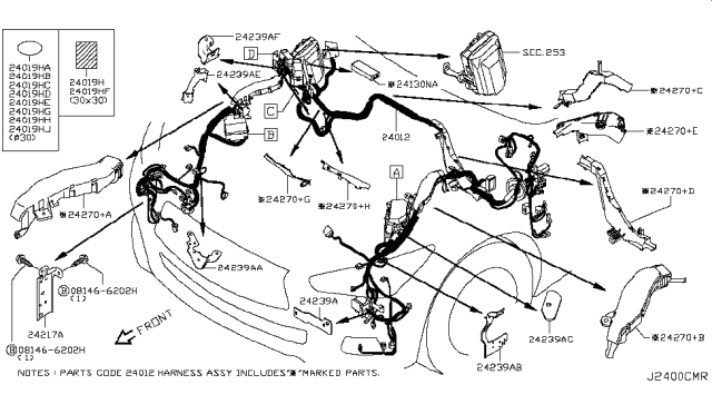 2018 Infiniti Q60 Protector-Harness Diagram for 24272-4GC1A