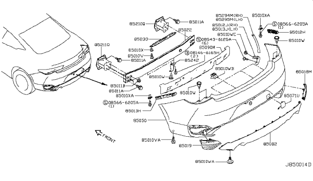 2019 Infiniti Q60 Rear Bumper Diagram 4